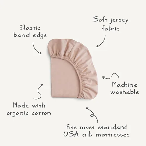 Vista 8 de mushie Sábana para cuna elástica y suave Ajustable de 28 x 52 pulgadas (rubor)