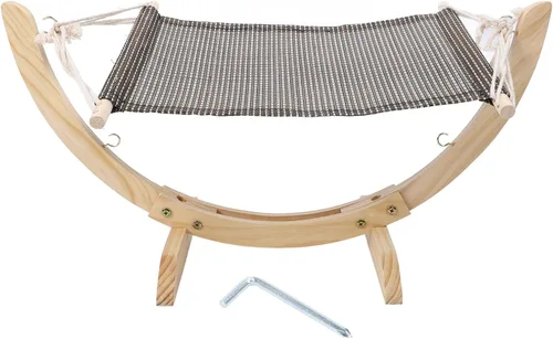 Vista 6 de Cat Hammock Bed, Elevated Comfortable Breathable Wooden Cat Bed, Raised with Removable Washable Cover for Indoor Cats Small Dogs Kittens