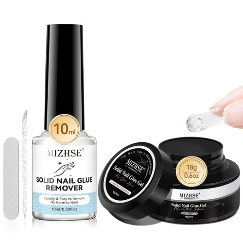 Vista 16 de MIZHSE Kit de pegamento de uñas semisólido de 0.35 oz y removedor de 0.3 1 pegamento de uñas transparente semisólido de 0.35 oz + removedor de 0.3