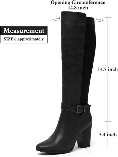 Vista 3 de Botas altas hasta la rodilla con cremallera para mujer, botas de tacón alto y grueso