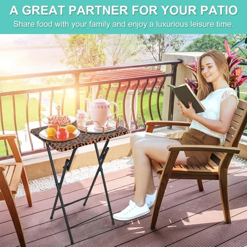 Vista 7 de Mesa plegable para TV, bandeja de TV para comer en el sofá, mesas plegables pequeñas, bandeja portátil para sofá, mesa de aperitivos plegable