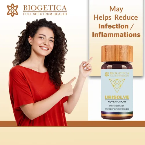 Vista 6 de Biogetica Urisolve Suplemento de hierbas para el cuidado del riñón con espárragos racemosos y terminalia chebula para un apoyo óptimo del sistema