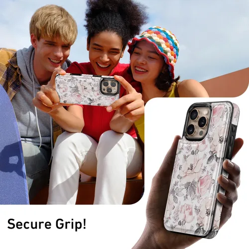 Vista 1336 de LETO para iPhone 15 Pro Funda tipo cartera - Tapa tipo folio con patada - Diseños de moda - Tarjetero - Funda protectora para mujeres y niñas - 6.1