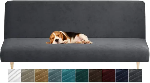 Vista 8 de MAXIJIN - Funda de futón de terciopelo, tamaño completo, estirable, para colchón de futón, gruesa y suave, sin brazos, para sofá cama, con parte