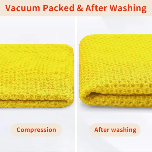 Vista 7 de Homaxy Paños de cocina de 100% algodón con tejido de gofre, ultra suaves, absorbentes, de secado rápido, 12 x 12 pulgadas, paquete de 6, amarillo
