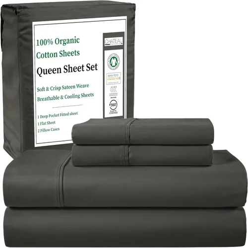 Vista 19 de Sábanas Twin XL 100% Algodón Para Cama Twin, Juegos de Sábanas Bajeras y Fundas de Almohada Totalmente Elásticas, Resistentes a la Decoloración