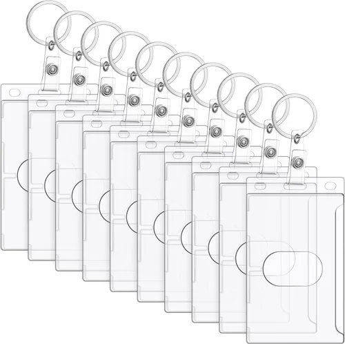 Vista 9 de Marspark Paquete de 5 Portallaves Soporte para Tarjetas de Plástico Resistente Portador de Insignias Soporte Vertical Transparente para Tarjetas