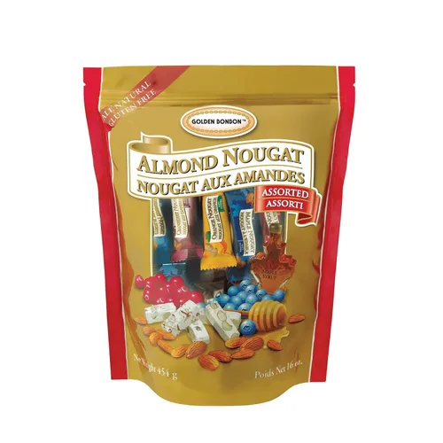 Vista 12 de Golden Bonbon Surtido de dulces de turrón de almendras suaves – Bombones suaves y masticables, totalmente naturales, sin gluten, certificado Halal