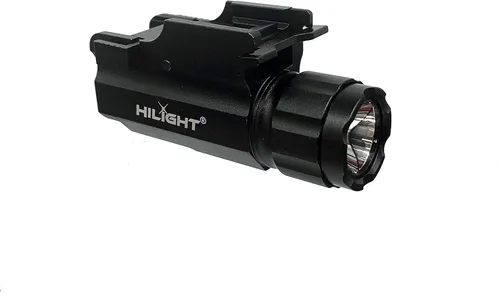 Vista 2 de Linterna estroboscópica LED Aimkon HiLight P10S de 500 lumen para pistolas, con carril de liberación rápida para marcas Glock , Sig Sauer, Smith &