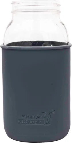 Vista 2 de Paquete de 2 fundas de silicona de medio galón gris carbón de 64 onzas para proteger tarros Mason Mason Jar Lifestyle