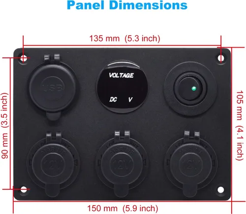 Vista 5 de Cllena - Enchufe de cargador USB dual 2.1A y 2.1A + voltímetro LED + adaptador de encendedor de cigarrillos de 3 enchufes Toma de corriente de 12V +