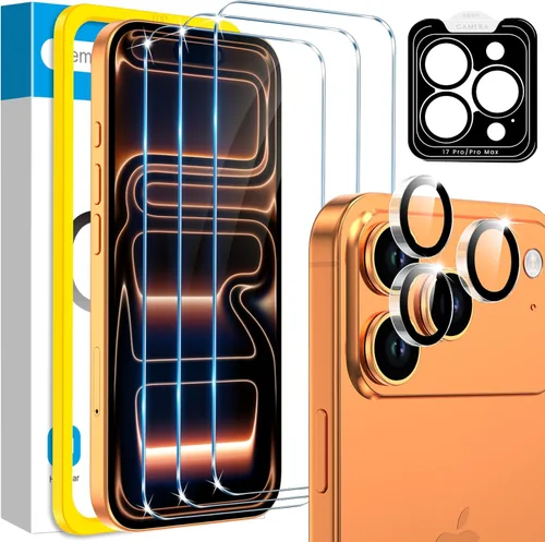 Vista 15 de Fotbor Compatible con 3 protectores de pantalla de iPhone Air con 1 juego de protector de lente de cámara, actualización 2025 9H+ vidrio templado