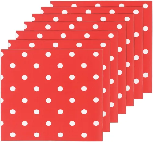 Vista 2 de Servilletas de papel desechables con lunares rojos, 60
