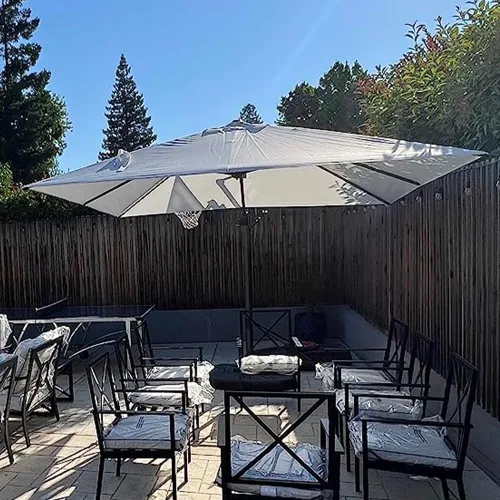 Vista 91 de PURPLE LEAF Sombrilla de Patio de 8 Pies para Exteriores Sombrilla Cantilever Cuadrada de Aluminio Sombrilla Offset con Rotación de 360 Grados