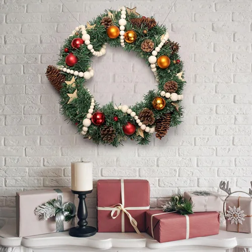 Vista 4 de GWHOLE 2 piezas de 7.2 pies de cuentas de madera para decoración de árbol de Navidad, adornos bohemios para Navidad, fiestas navideñas, decoración