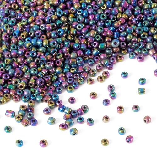 Craftdady 6/0 cuentas de semillas de vidrio de 0.157 in aproximadamente 4500 piezas metálicas brillantes pequeñas cuentas espaciadoras sueltas para