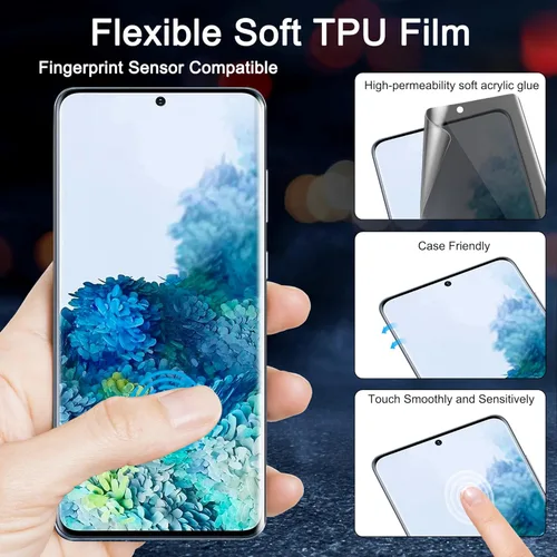 Vista 5 de Paquete de 2 protectores de pantalla de privacidad para Galaxy S20 Plus, película adhesiva completa mate de TPU suave y flexible