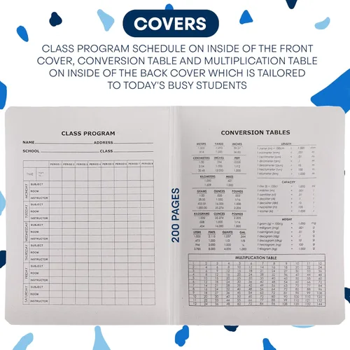 Vista 8 de Emraw cuaderno de composición con cubierta de estilo mármol de color blanco y negro, con 100 páginas de papel blanco con renglones anchos, 2