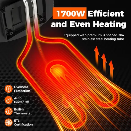 Vista 3 de SIMOE Freidora eléctrica con canasta, freidora de aceite de encimera de 1700 W con temperatura ajustable, tapa con ventana de visión, capacidad