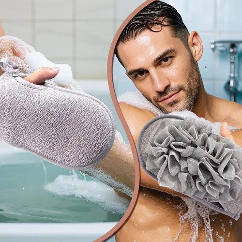 Vista 4 de Nueva actualización: 2 paquetes de esponjas de baño extra grandes, esponja para el cuerpo, esponja para limpieza de puf de ducha, esponja de uso