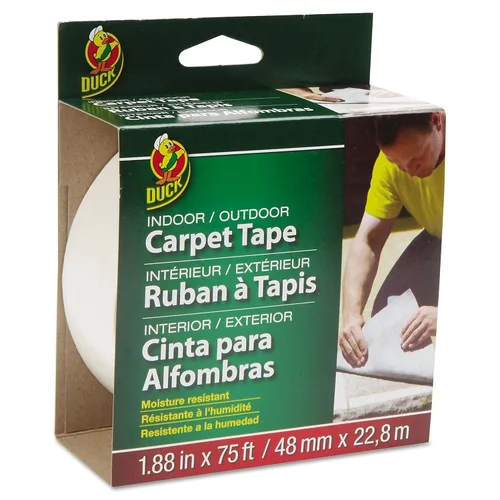 Vista 2 de Cinta de fibra de vidrio para alfombras interiores y exteriores marca Duck 392907, Rojo, blanco