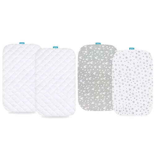 Protector de colchón y sábanas de moisés impermeables para Maxi-COSI Iora/Swift ligero portátil, sábanas 100% algodón de punto jersey, paquete de 2