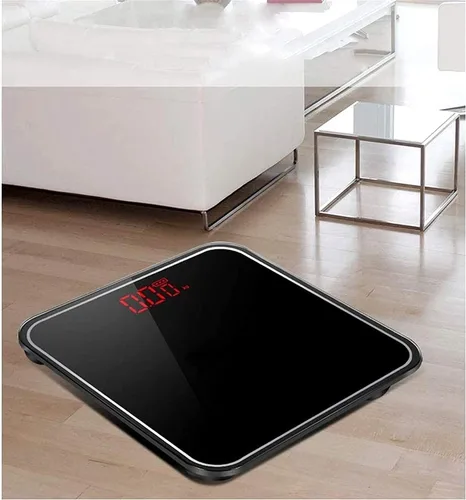 Vista 4 de Báscula de peso corporal con tecnología Step-On, plataforma de vidrio templado con pantalla LCD retroiluminada, báscula de baño digital de alta
