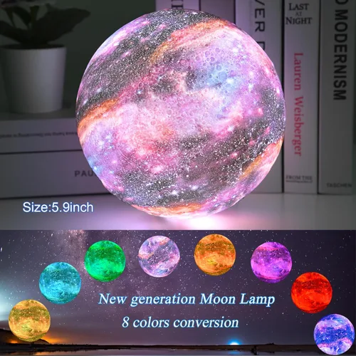 Vista 3 de Lámpara de luna integrada Bluetooth máquina de sonido de ruido blanco luz nocturna para niños, luz de luna multicolor de 5.9 pulgadas, luz de luna