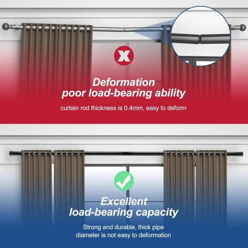 Vista 6 de Alskarhem Barras de cortina negras para ventanas de 30 a 60 pulgadas, juego de barras de cortina pequeñas de 5/8 pulgadas con soportes