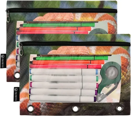 Vista 2 de xigua Paquete de 2 bolsillos para carpetas de serpiente de maíz, bolsa con cremallera, gran capacidad, resistente al agua, bolsillo duradero de 3