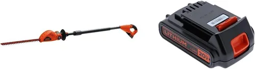 BLACK+DECKER Cortasetos de poste inalámbrico de 20 V Max, 18 pulgadas (LPHT120) y batería de litio de 20 V MAX* (LBXR20)