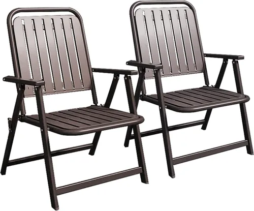 Vista 8 de Patio Folding Chair Set of 2, Foldable Patio Chairs with Armrests, Home Balcony Comfortable Camping Chairs for Outside, Lawn, Courtyard, Black