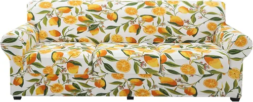 Vista 43 de hyha Funda para sofá, fundas para sofá biplaza, diseño floral, elásticas, estampadas, 3 piezas, fundas para sofá de 2 cojines separados, protector