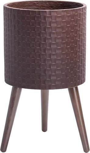 Vista 11 de D'vine Dev - Maceta con soporte de madera, 12 pulgadas, negro envejecido, 88-Z-C-5 Negro (Distressed Black)