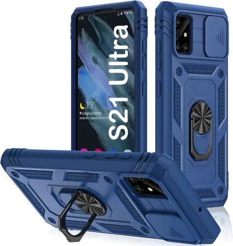 Vista 10 de PASNEW Funda para Samsung Galaxy Note20 Ultra, cubierta de cámara de grado militar resistente de cuerpo completo a prueba de golpes con patada
