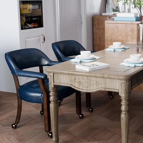 Vista 117 de Silla de comedor con ruedas, sillas de capitán con rodillos, juegos de dinette, sillas de póquer con ruedas, mesa de cocina, sillas rodantes, silla