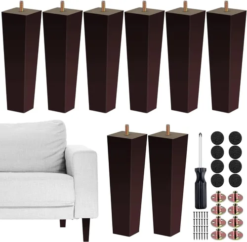 Vista 21 de TURSTIN Juego de 8 patas cuadradas de madera maciza de 3 pulgadas para sofá, patas de repuesto para sofá, patas de muebles de mediados de siglo