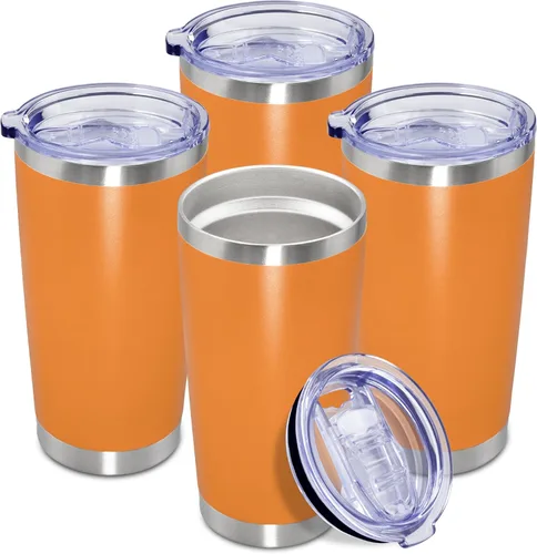 Vista 17 de Vaso de viaje de café de 20 onzas a granel con tapa, acero inoxidable de doble pared aislada al vacío, tazas con recubrimiento en polvo que se