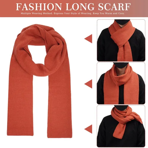 Vista 4 de Gorros de invierno cálidos para hombre y mujer, bufanda de cuello largo, guantes para pantalla táctil, gorro de calavera de punto, bufandas, regalos