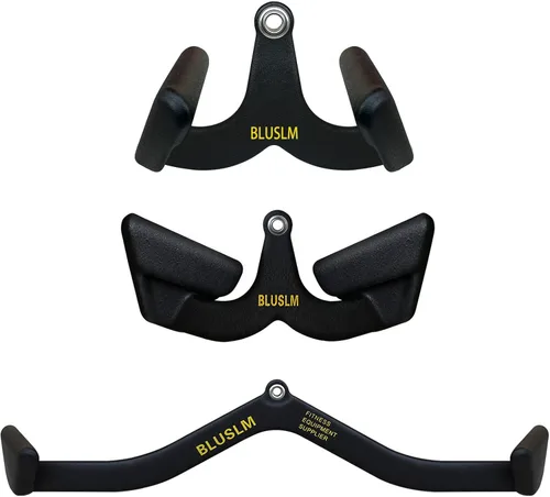 Vista 17 de BLUSLM LAT Pull Down Bar for Cable Machine, LAT Pulldown Attachments T-bar V-bar Cable Attachment for Gym, Back Tricep Strength Training Handle