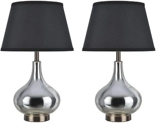 Vista 3 de Aspen Creative 40027 - Juego de dos lámparas de mesa de cristal modernas de 23 pulgadas de alto, turquesa con base de cobre rojo antiguo y pantalla