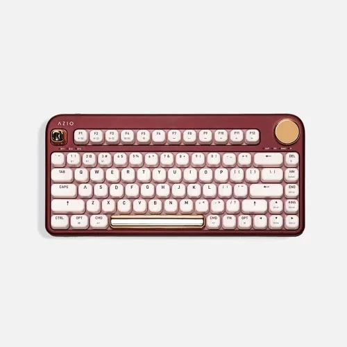 Vista 8 de Azio IZO Teclado mecánico inalámbrico BT5/USB para PC y Mac, interruptores rojos prelubricados, flor de color rosa (IK408)
