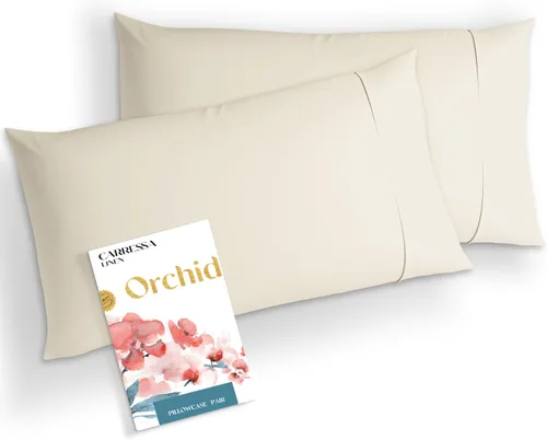 Vista 16 de Carressa Linen Juego de 2 fundas de almohada 100% algodón egipcio tamaño estándar/Queen de 1000 hilos, fundas de almohada suaves, transpirables