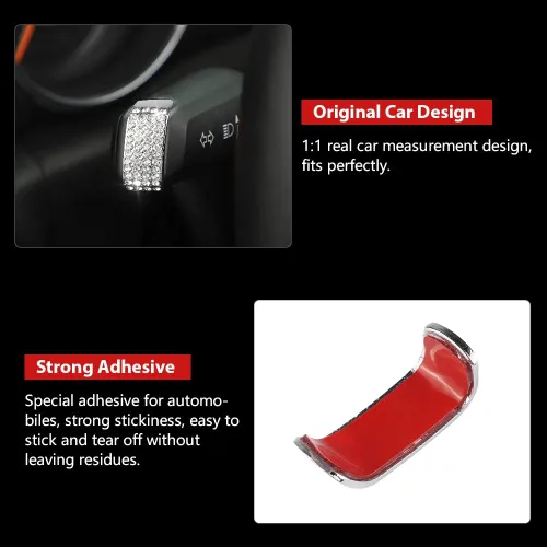 Vista 4 de PIFOOG Accesorios Wrangler para Jeep 2018-2022 Adhesivos brillantes para limpiaparabrisas y palanca de intermitentes Pegatinas para decoración