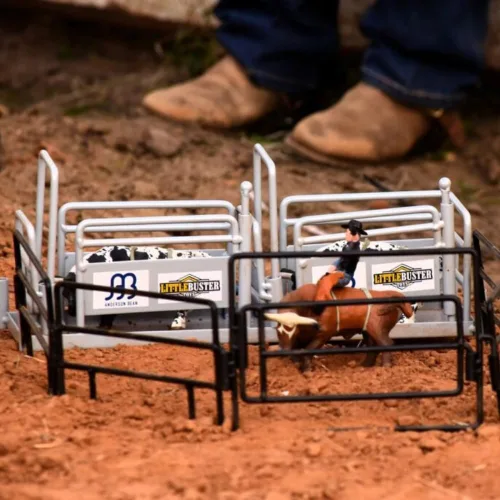 Vista 5 de Little Buster Toys Combo de 5 piezas de panel y puerta de paso – Juego de accesorios de rancho a escala 1:16 de metal negro para exhibiciones