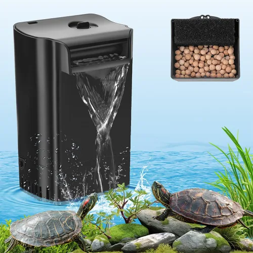 DaToo Filtro de tanque de tortuga, filtro de acuario de potencia interna, biofiltración de bajo nivel de agua, filtro de tanque de peces grande de
