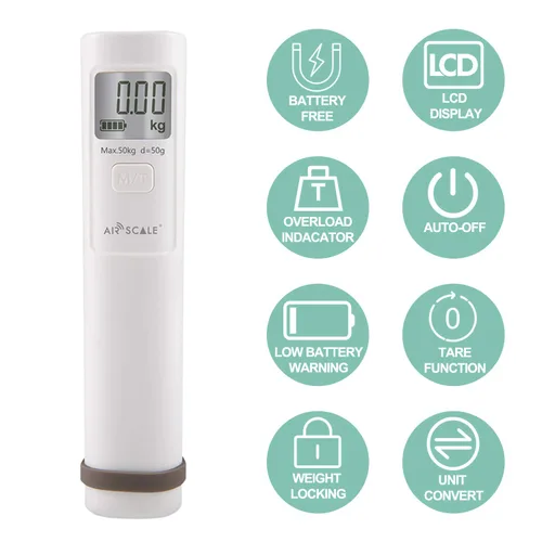 Vista 3 de AIRSCALE - Báscula de equipaje sin batería sin necesidad de batería báscula de peso de equipaje dinamo 110 libras1102lbs maleta digital de mano