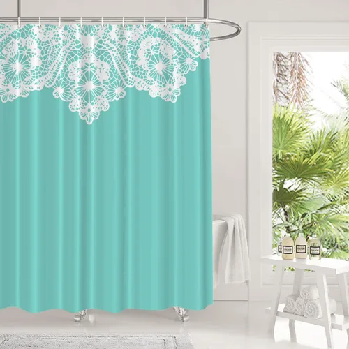 Vista 664 de Shrahala Father and Child Embracing No Hooks Shower Curtain with Snap in Liner Set, Tender Moment Captured Bathroom Décor Polyester Fiber Waterproof