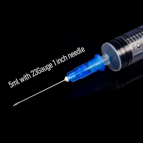 Vista 3 de Jeringa desechable de 0.2 fl oz-cc con aguja de calibre 23 de 1 pulgada, envuelta individualmente, paquete de 20