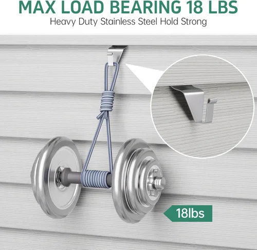 Vista 5 de Vinyl Siding Hooks, (30 Pack) Heavy Duty Vinyl Siding Hangers Clips, No Drill No Hole House Hook for Hanging Outdoor Lights Wreath Decor on Patio